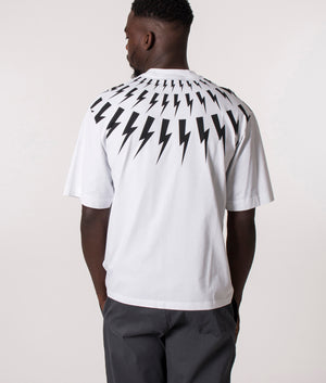 Oversized-Fair-Isle-Thunderbolt-Easy-T-Shirt-White/Black-Neil-Barrett-EQVVS