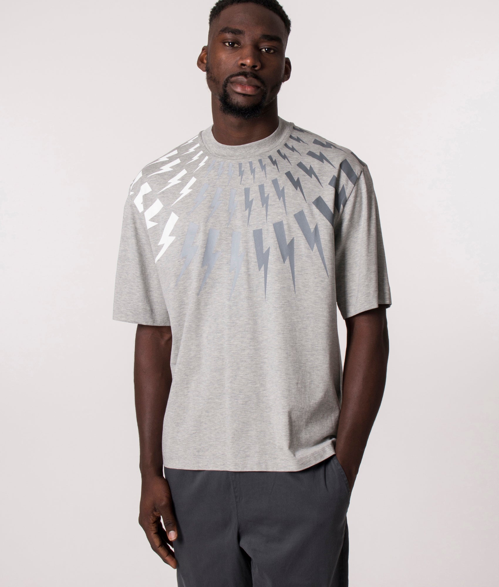 Oversized-Fair-Isle-Thunderbolt-Easy-T-Shirt-Marble-Mel/Greys-Neil-Barrett-EQVVS