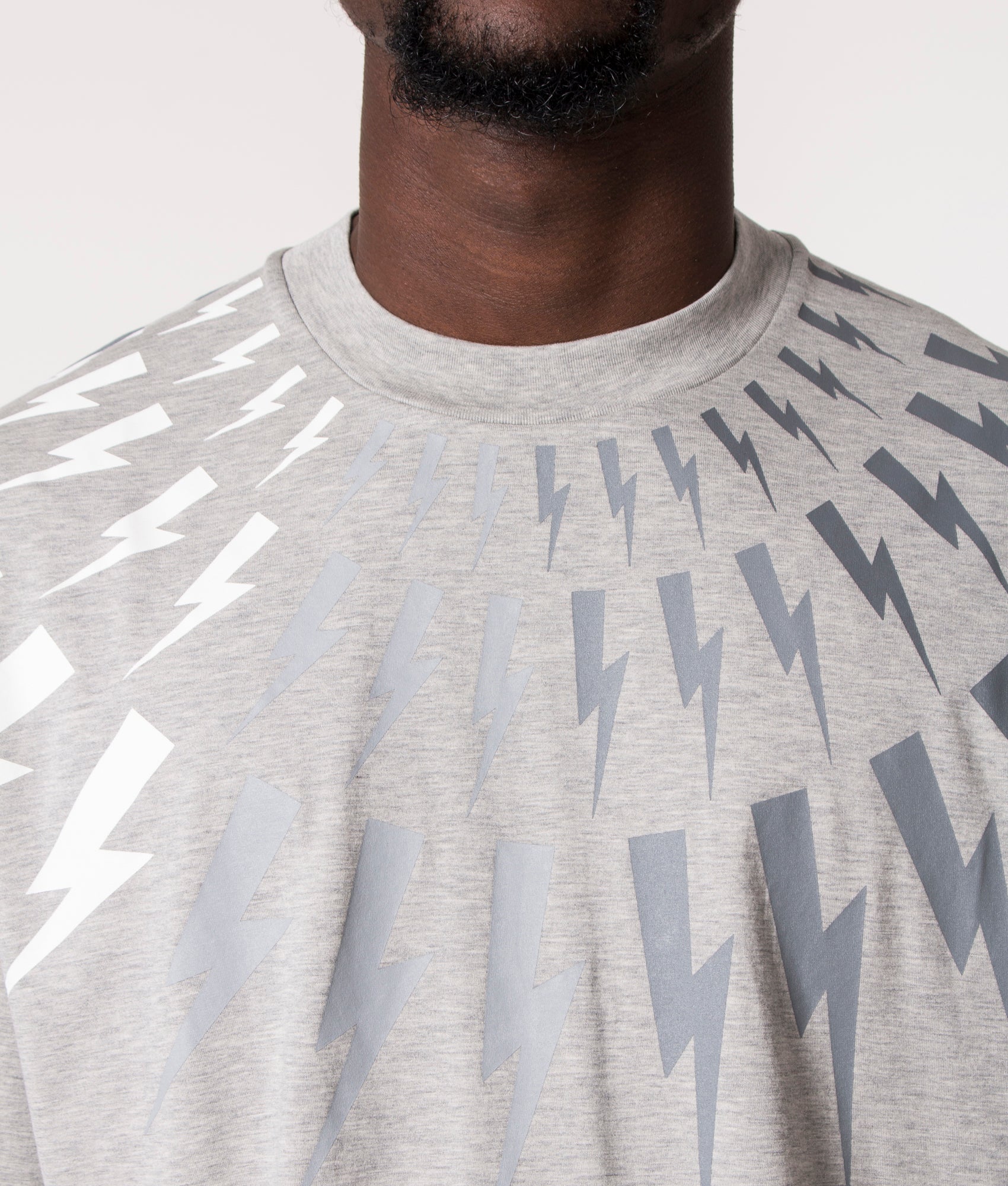 Oversized-Fair-Isle-Thunderbolt-Easy-T-Shirt-Marble-Mel/Greys-Neil-Barrett-EQVVS