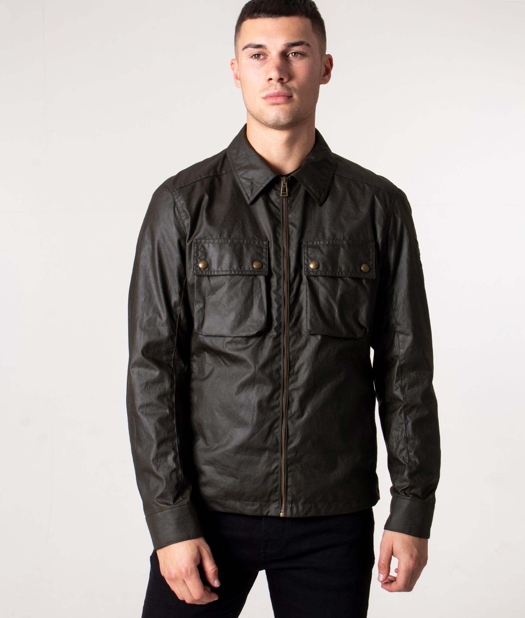 Slim-Fit-Dunstall-Wax-Jacket-Faded-Olive-Belstaff-EQVVS