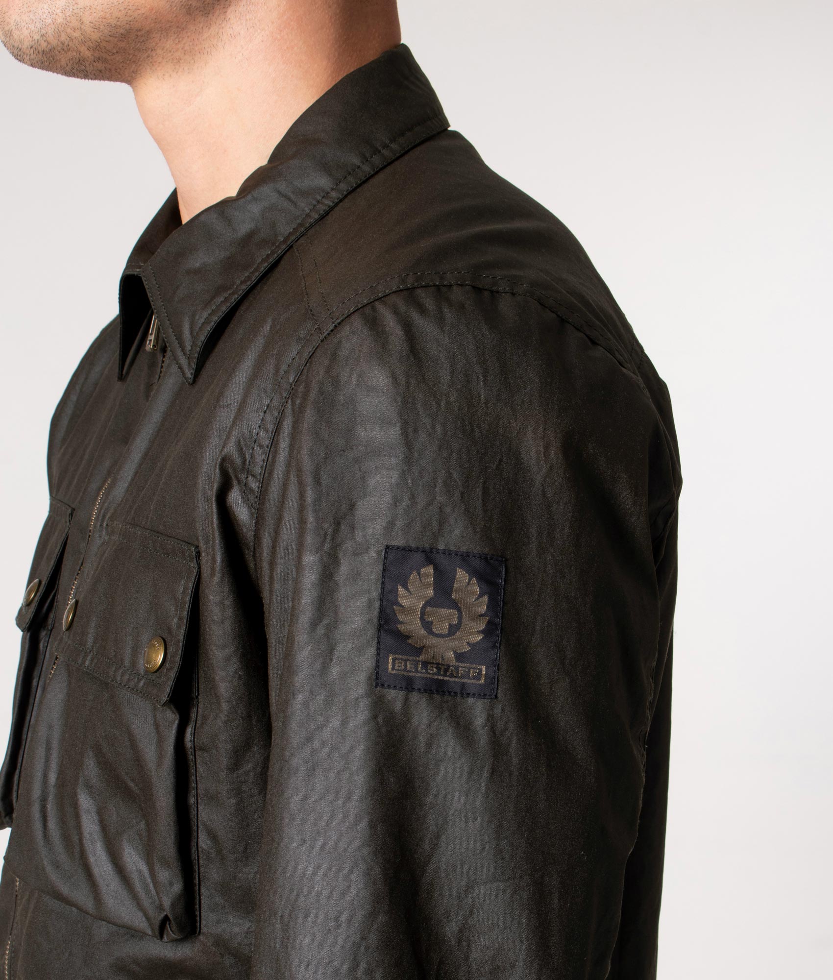 Slim-Fit-Dunstall-Wax-Jacket-Faded-Olive-Belstaff-EQVVS