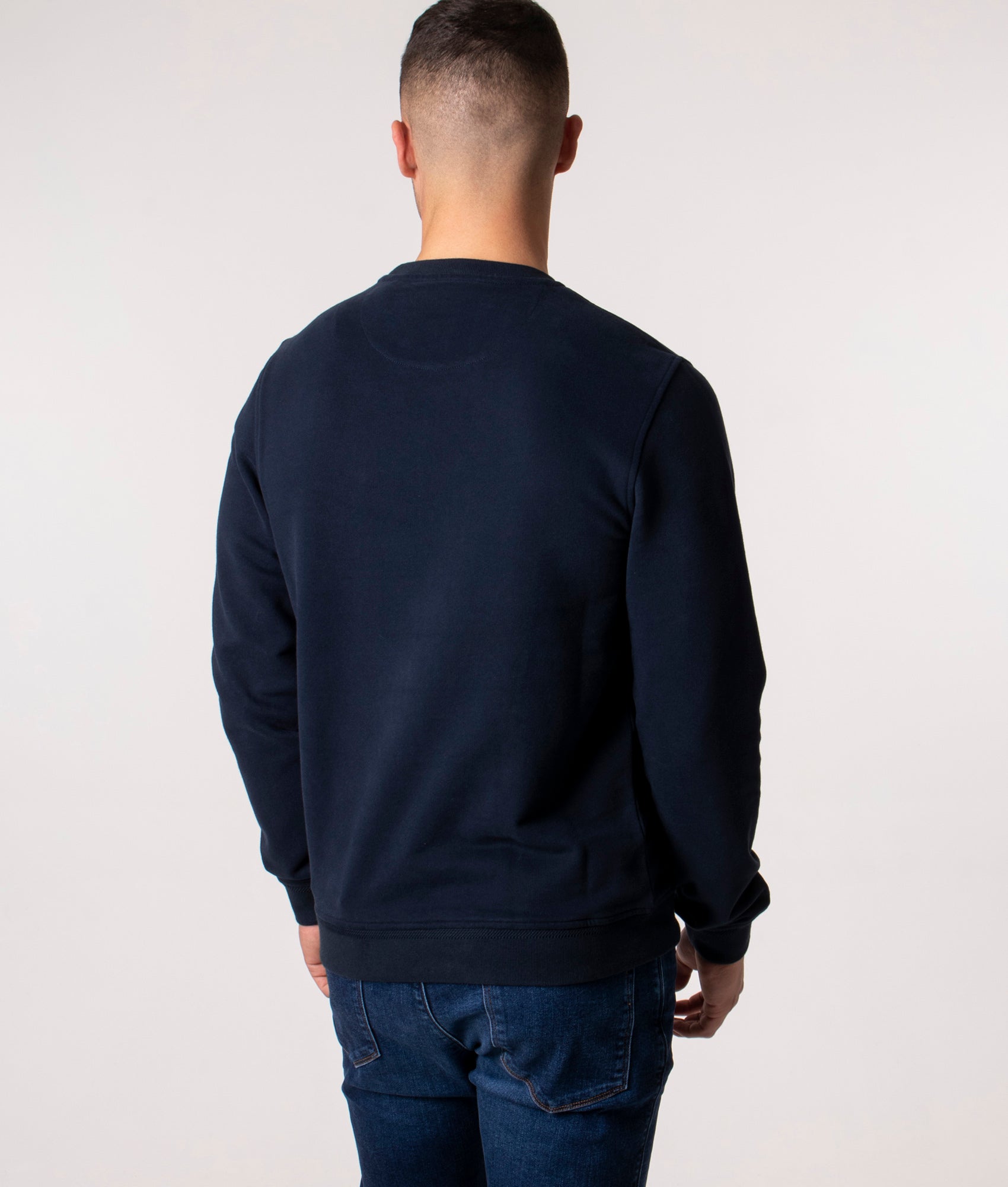 Belstaff Sweatshirt in Dark Ink at EQVVS Menswear. Model back shot.