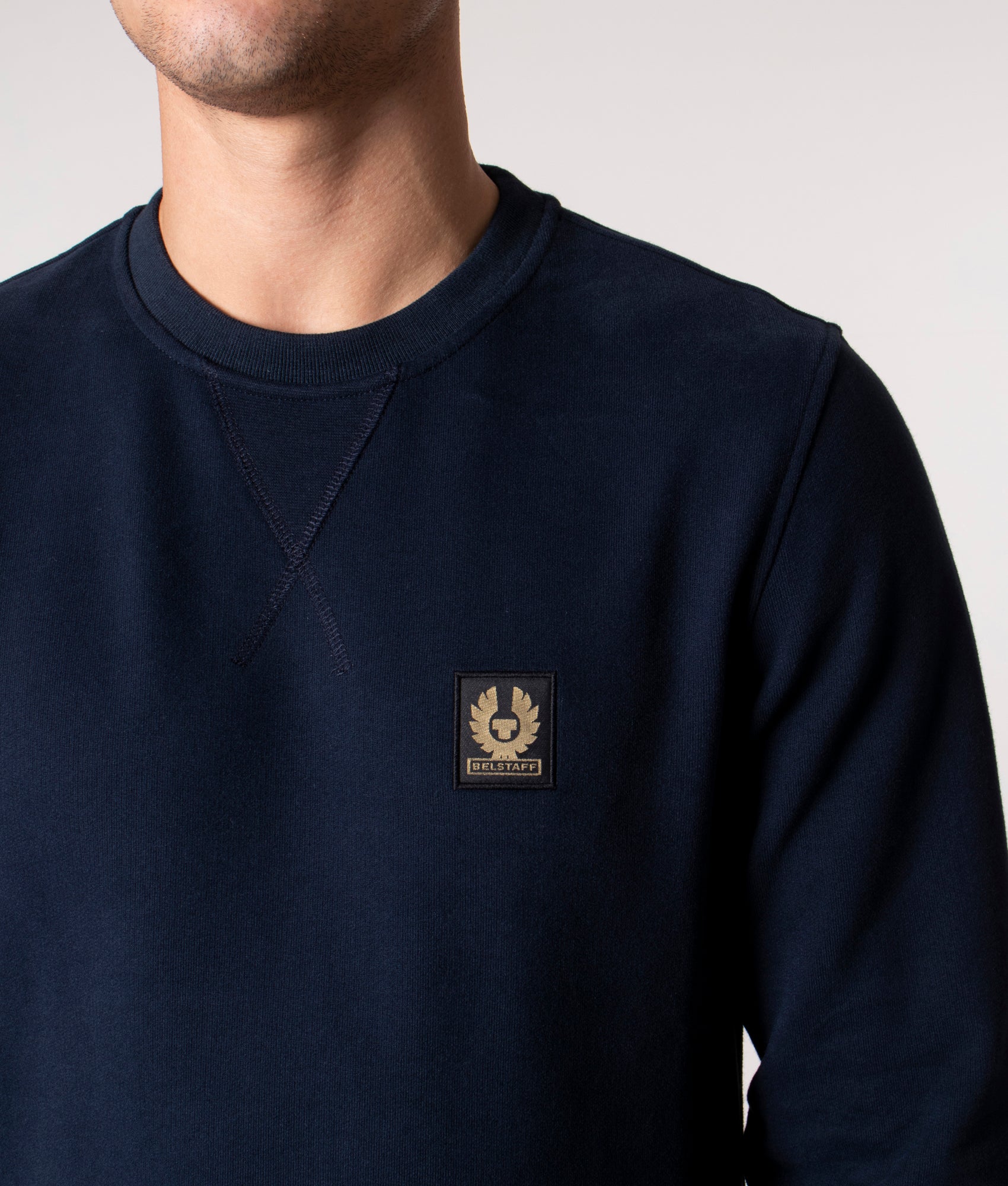 Belstaff Sweatshirt in Dark Ink at EQVVS Menswear. Detail shot.