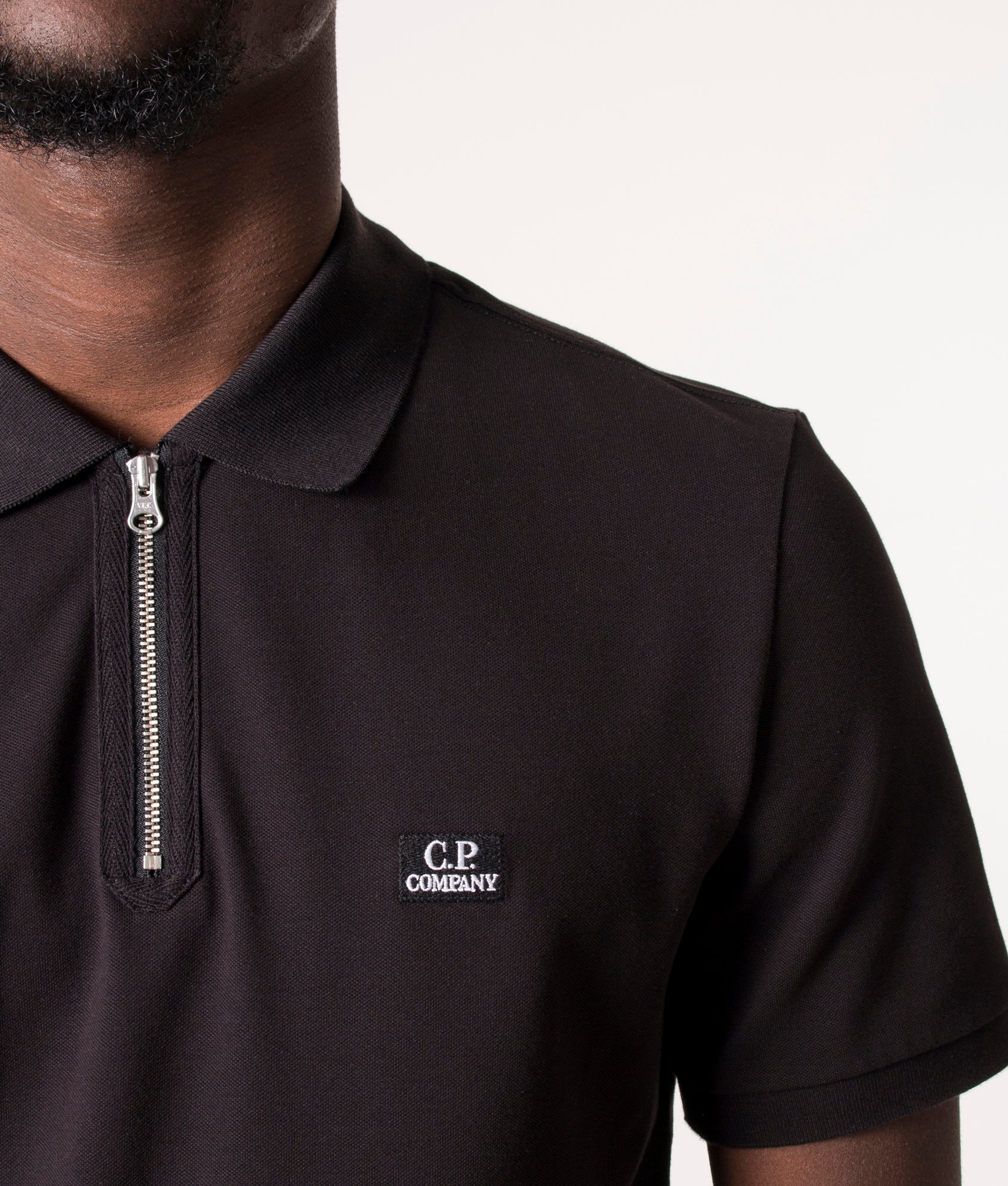 Slim-Fit-Quarter-Zip-Stretch-Pique-Polo-Shirt-Black-C.P.-Company-EQVVS