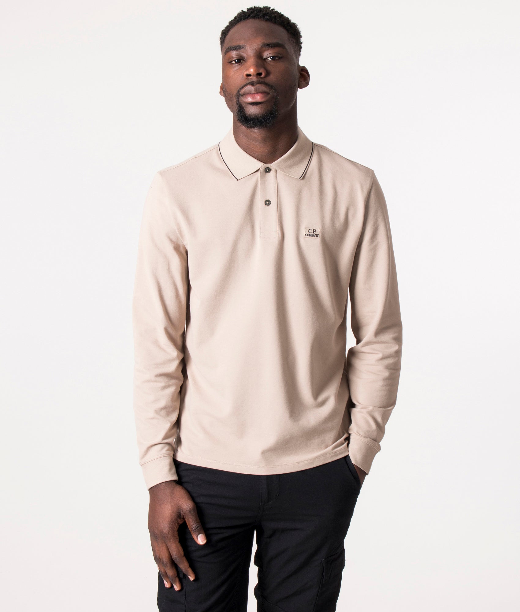 Long-Sleeve-Stretch-Piquet-Striped-Collar-Polo-Shirt-Cobblestone-C.P.-Company-EQVVS