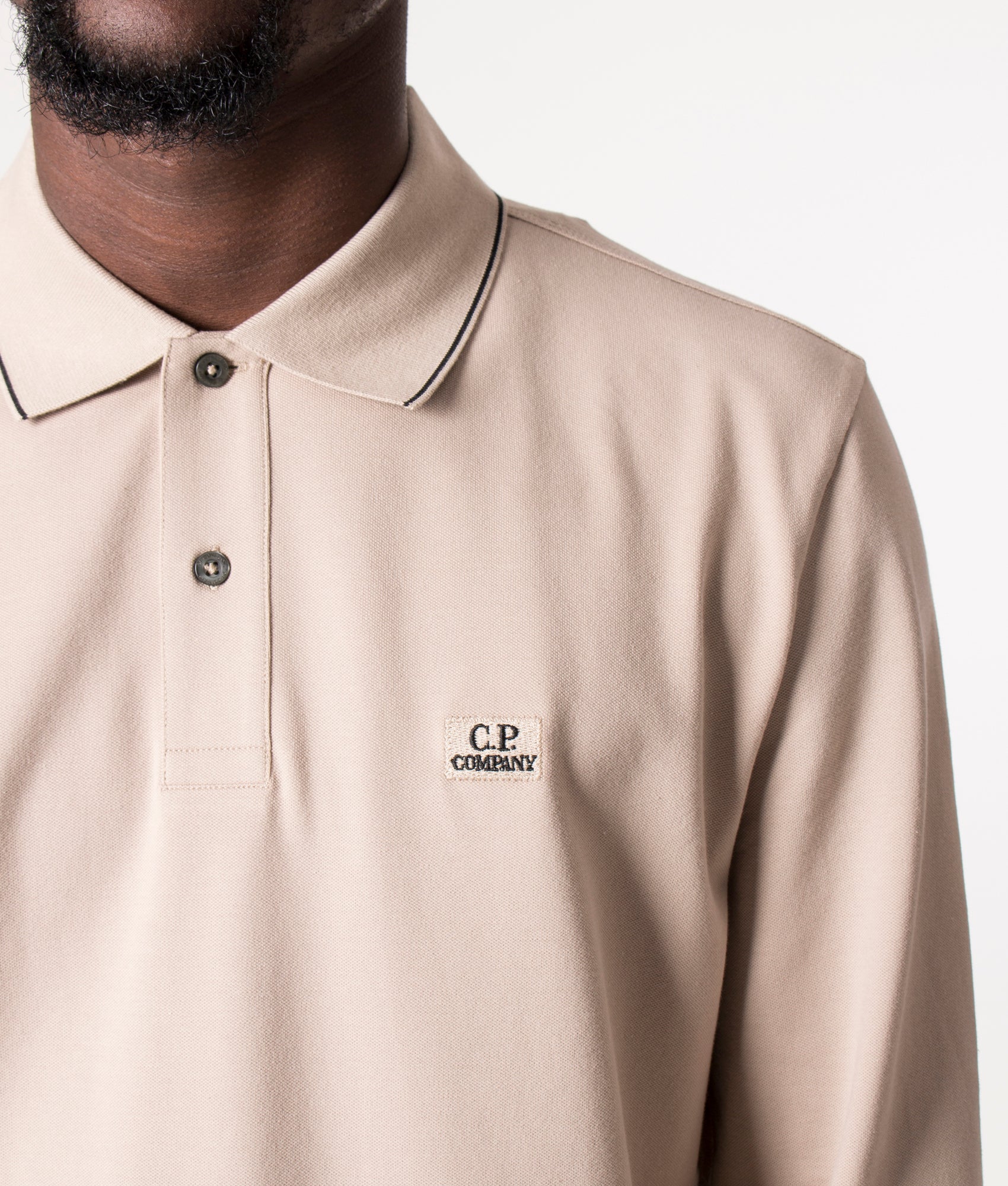 Long-Sleeve-Stretch-Piquet-Striped-Collar-Polo-Shirt-Cobblestone-C.P.-Company-EQVVS