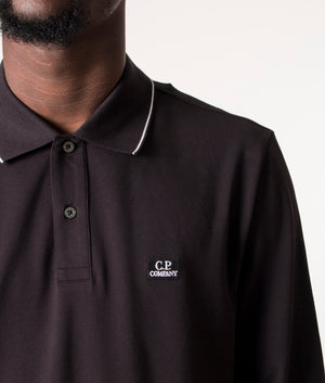 Long-Sleeve-Stretch-Piquet-Striped-Collar-Polo-Shirt-Black-C.P.-Company-EQVVS