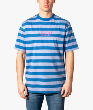 GO-Reid-Short-Sleeved-Striped-T-Shirt-Water-Park-Blue-Multi-Guess-EQVVS