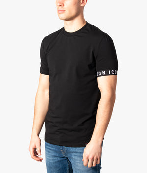 Icon-Single-Sleeve-Band-Rounnd-Neck-T-Shirt-Black-DSquared2-EQVVS