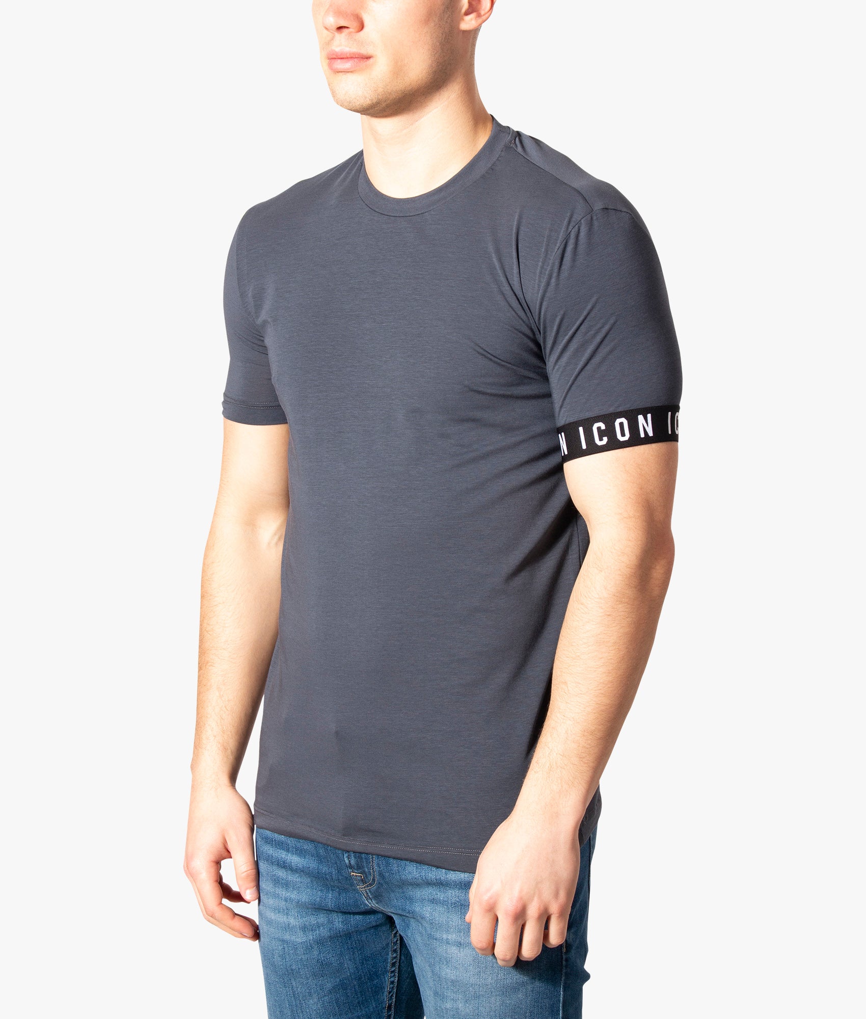 Icon-Single-Sleeve-Band-Rounnd-Neck-T-Shirt-Dark-Grey-DSquared2-EQVVS