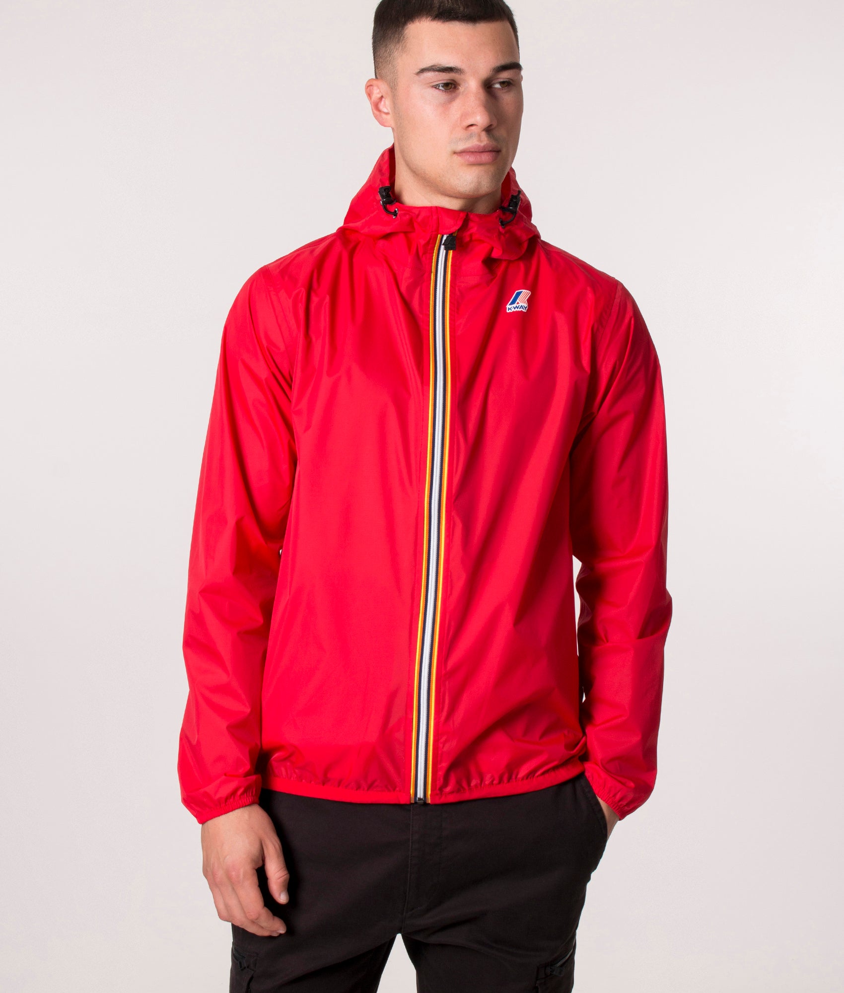 Le Vrai 3.0 Claude Jacket in Q03 Red by K-Way at EQVVS. Model front image