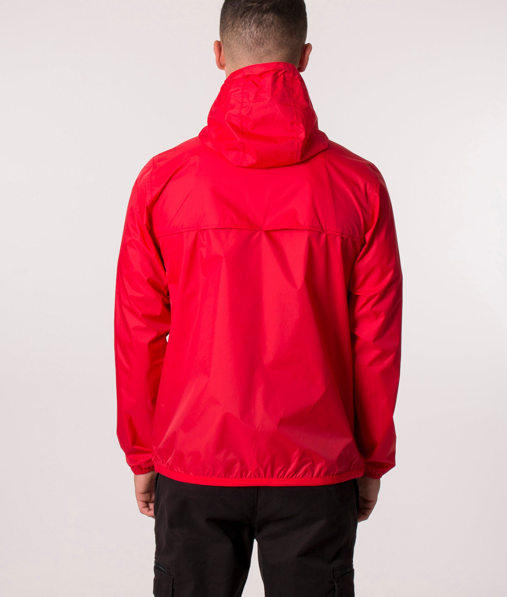 Le Vrai 3.0 Claude Jacket in Q03 Red by K-Way at EQVVS. Model back image