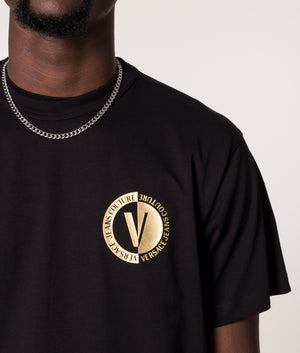 New-V-Emblem-Logo-T-Shirt-Black/Gold-Versace-Jeans-Couture-EQVVS