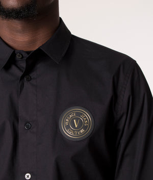V-Emblem-Patch-Logo-Stretch-Shirt-Black/Gold-Versace-Jeans-Couture-EQVVS
