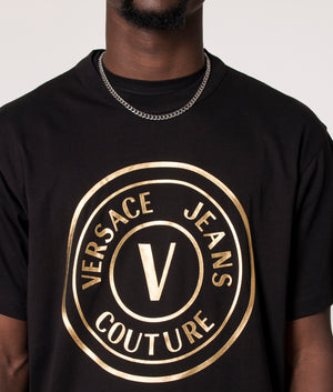 Thick-Foil-V-Emblem-Logo-T-Shirt-Black/Gold-Versace-Jeans-Couture-EQVVS
