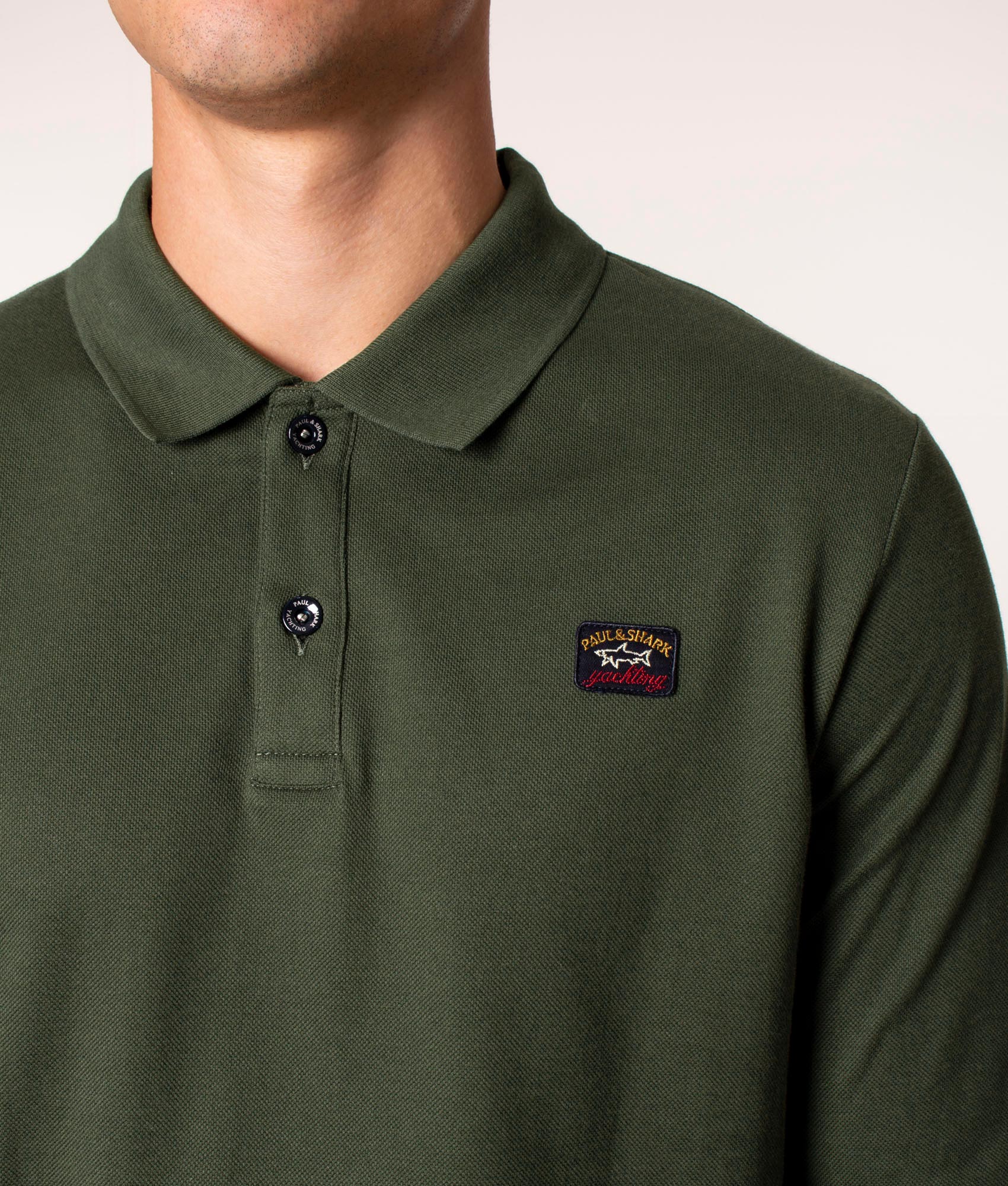 Slim-Fit-Long-Sleeve-Polo-Shirt-Dark-Green-Paul-&-Shark-EQVVS