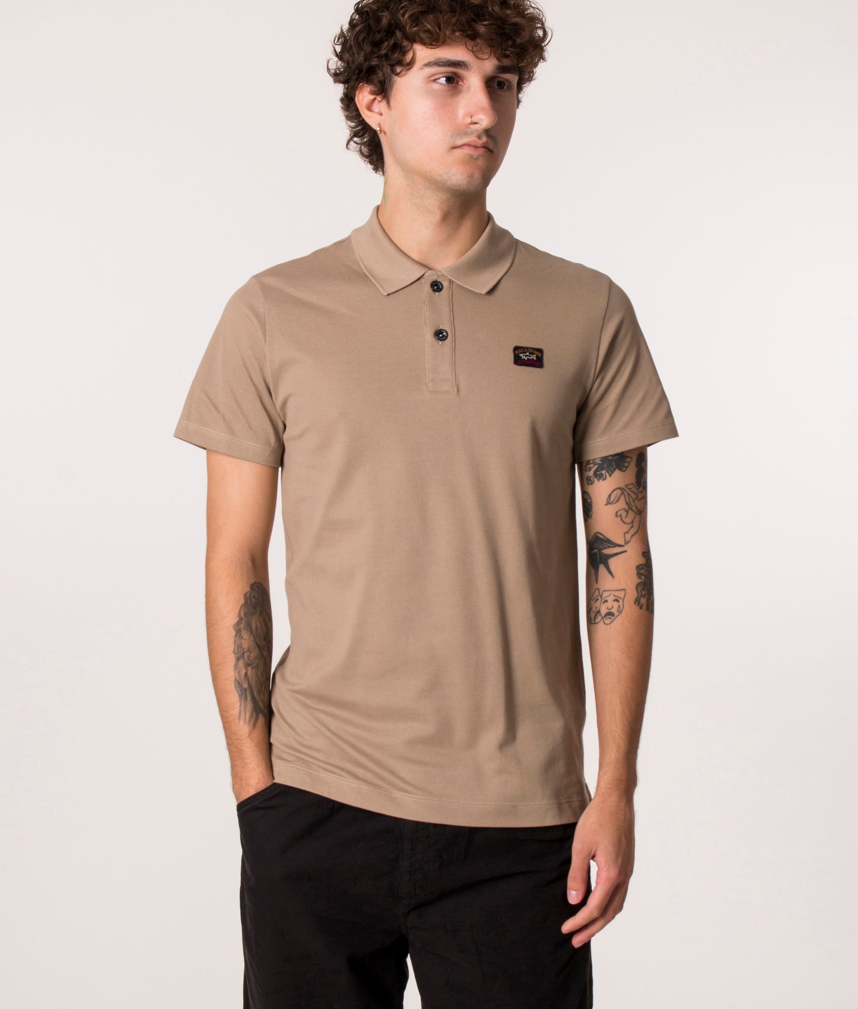 Iconic-Badge-Piqué-Polo-Shirt-Beige-Paul-&-Shark-EQVVS