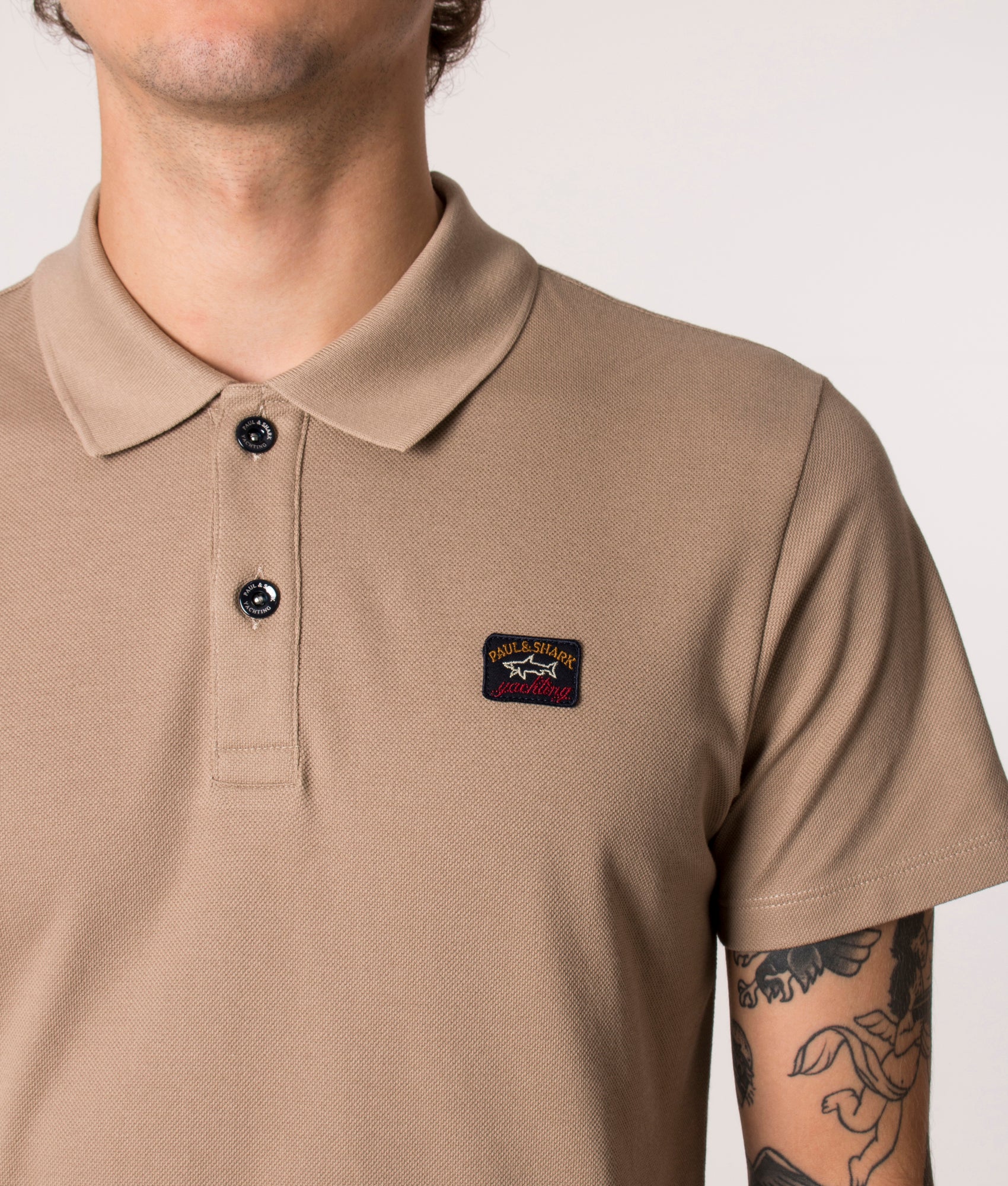 Iconic-Badge-Piqué-Polo-Shirt-Beige-Paul-&-Shark-EQVVS