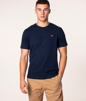 Paul & Shark Organic Cotton T-Shirt in 013 Blue at EQVVS. Model, front