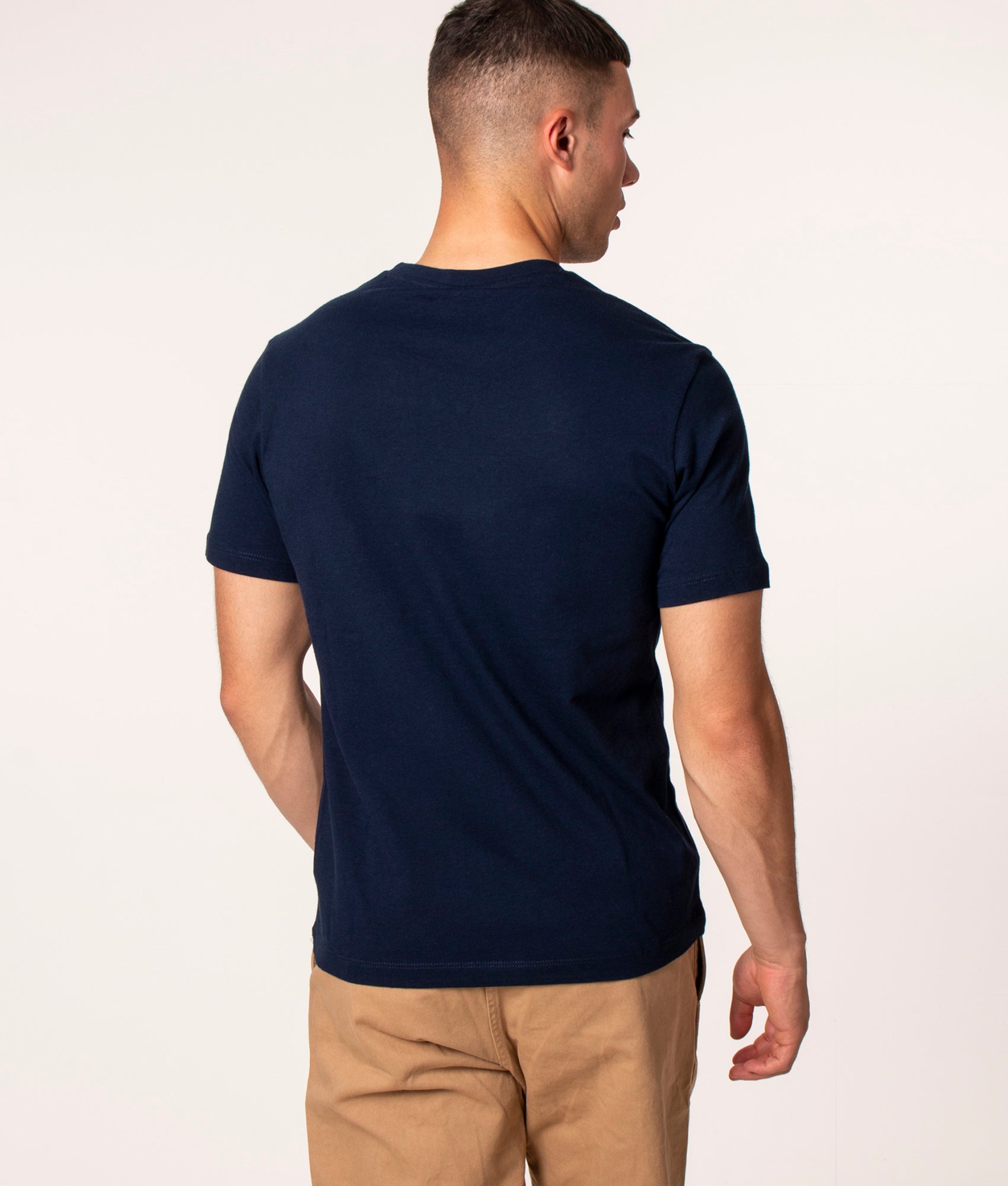 Paul & Shark Organic Cotton T-Shirt in 013 Blue at EQVVS. Model, back