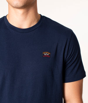 Paul & Shark Organic Cotton T-Shirt in 013 Blue at EQVVS. Model, front detail