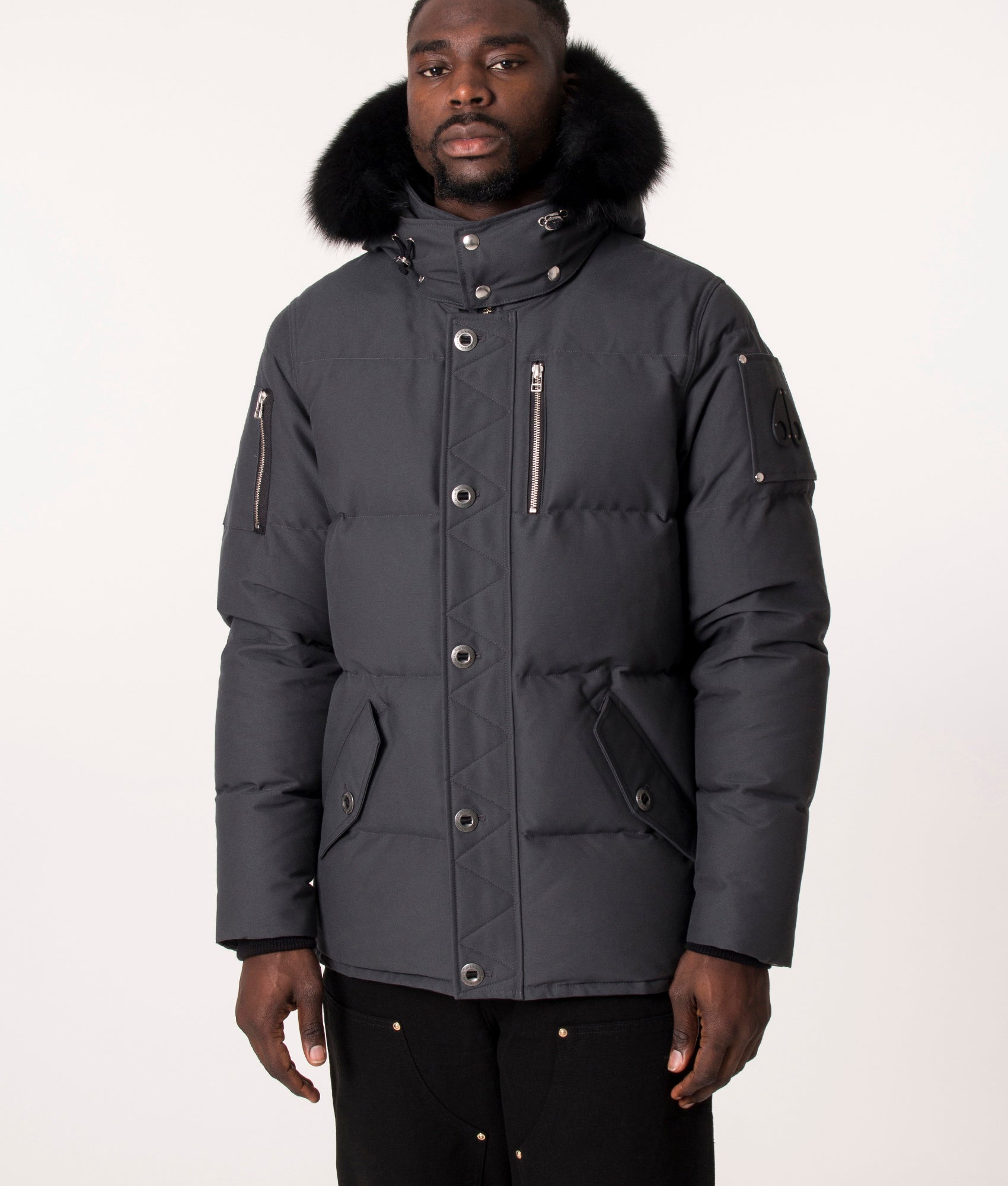 Slim-Fit-OriGinal-3Q-Jacket-Granite-W/Blk-Moose-Knuckles-EQVVS