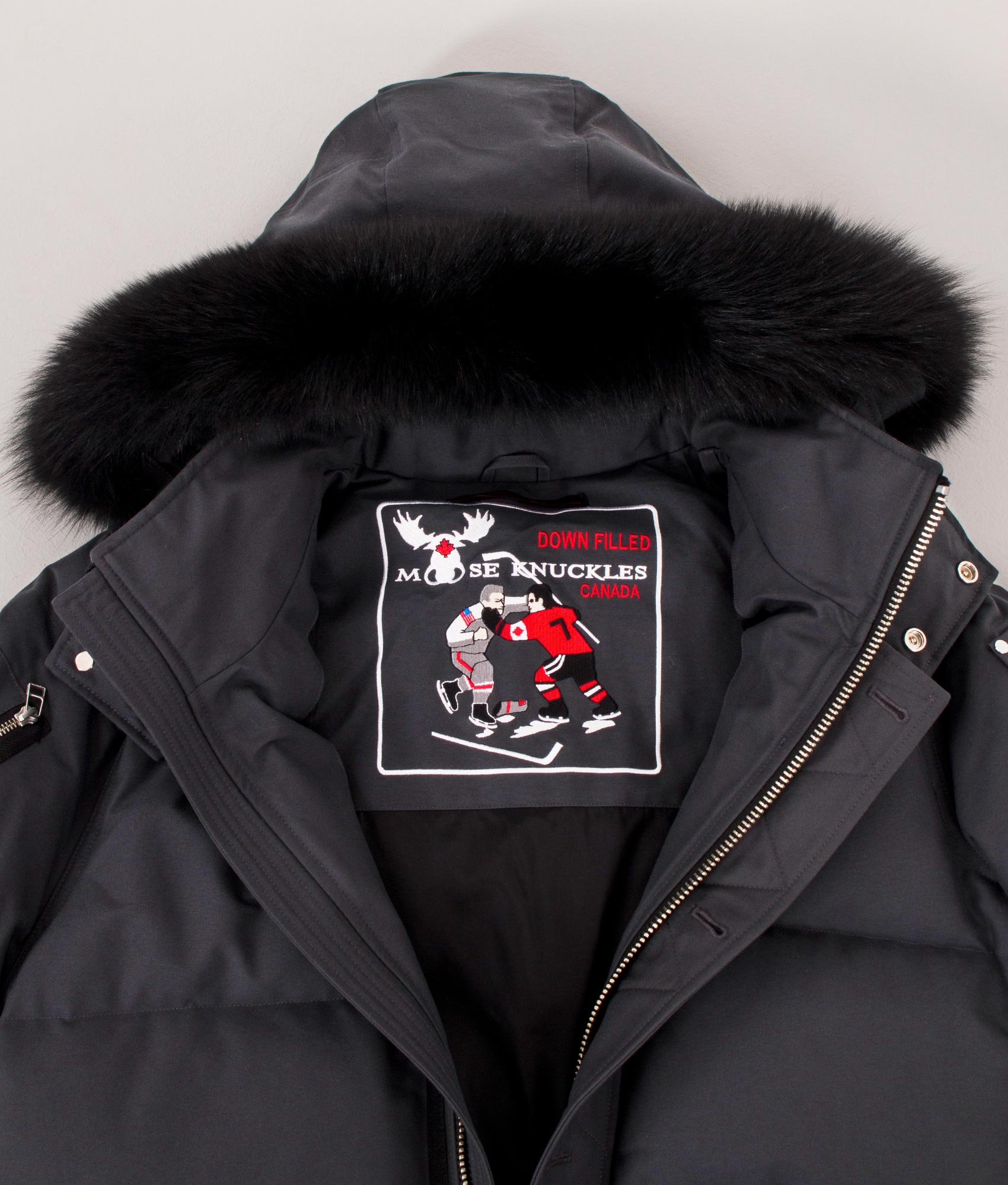 Slim-Fit-OriGinal-3Q-Jacket-Granite-W/Blk-Moose-Knuckles-EQVVS