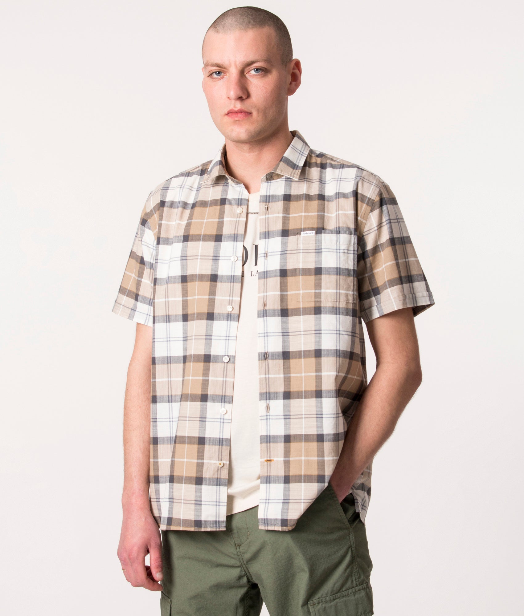 Short-Sleeve-Gordon-Summer-Shirt-Amble-Sand-Tartan-Barbour-Lifestyle-EQVVS