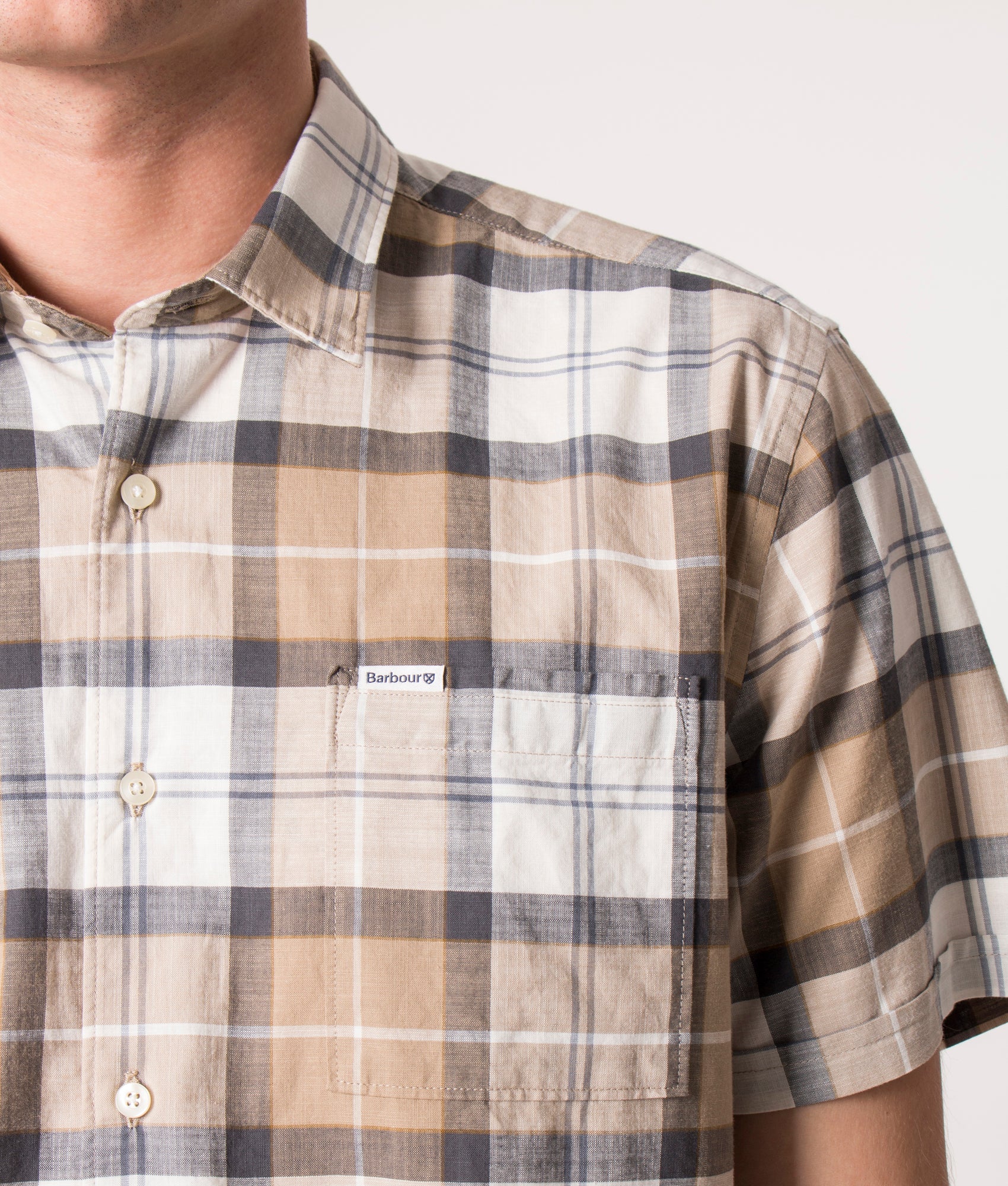 Short-Sleeve-Gordon-Summer-Shirt-Amble-Sand-Tartan-Barbour-Lifestyle-EQVVS