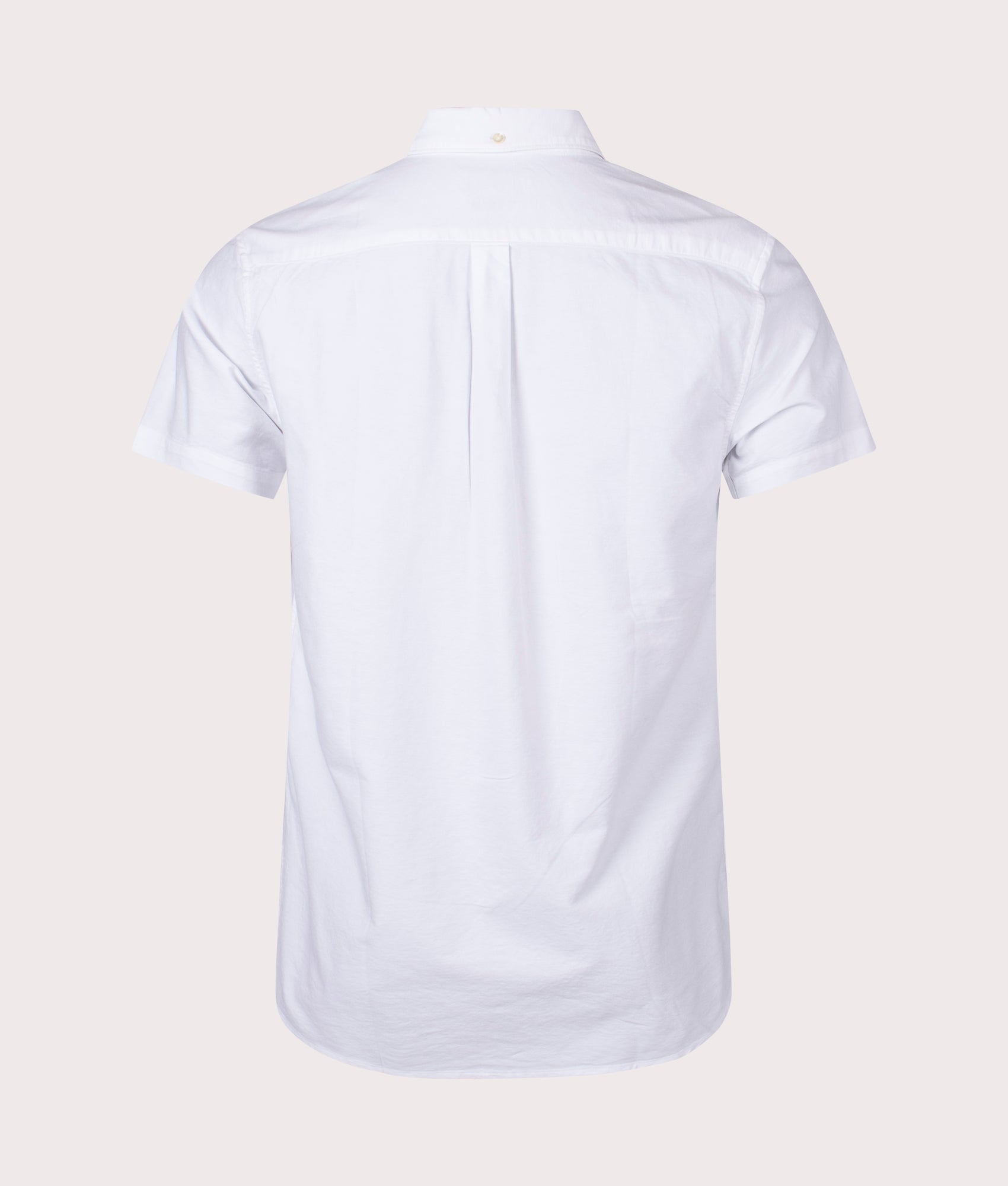 Barbour Lifestyle Tailored Fit Short Sleeve Oxtown Shirt in White at EQVVS Menswear. Back shot.