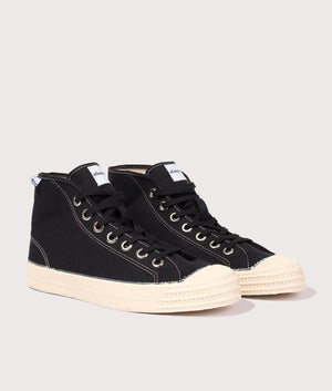 Novesta Contrast Stitch Star Dribble Hi-Top in Black, EQVVS. 