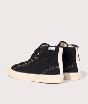 Novesta Contrast Stitch Star Dribble Hi-Top in Black, EQVVS. 