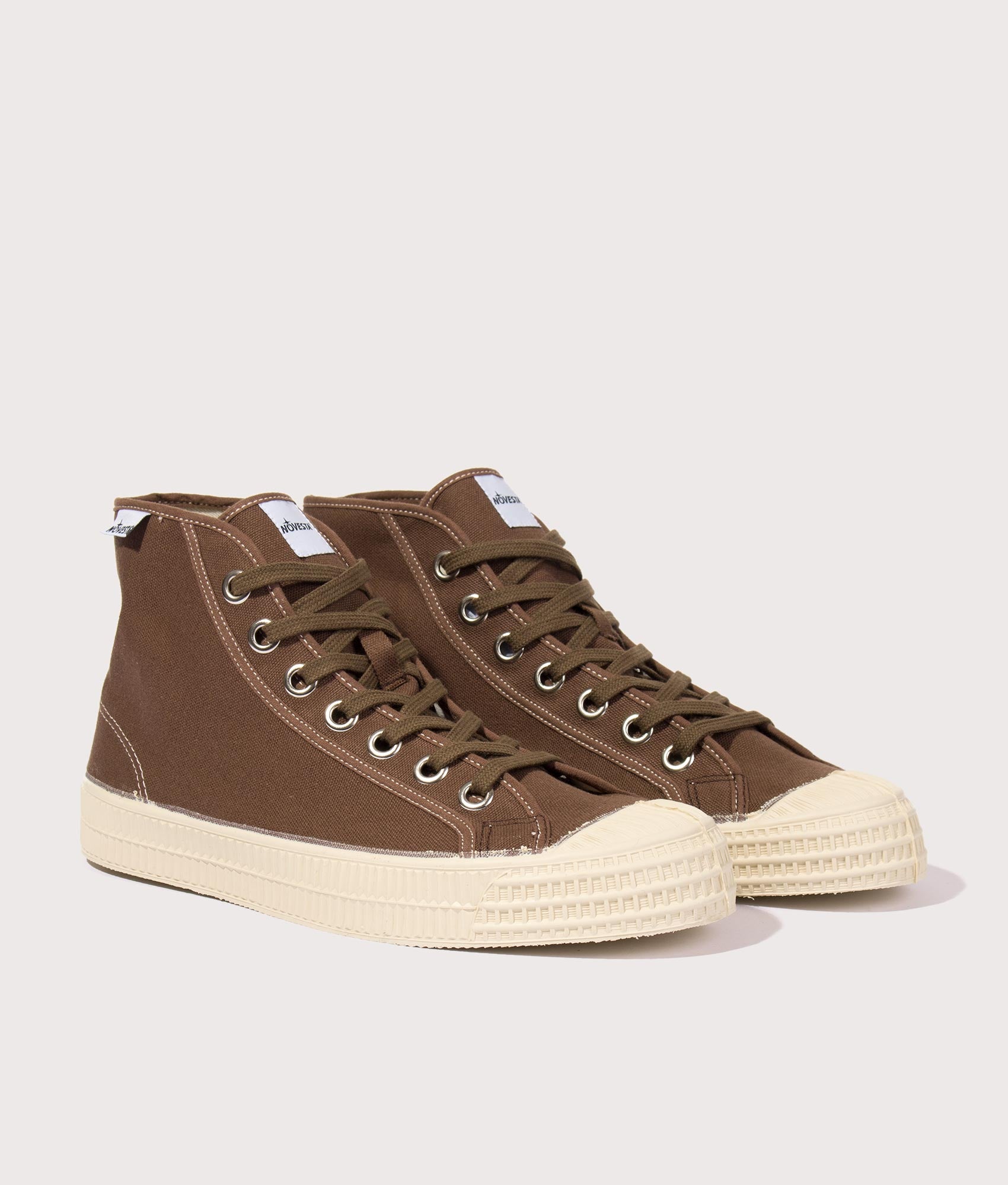 Novesta Contrast Stitch Star Dribble Hi-Top in Brown, EQVVS