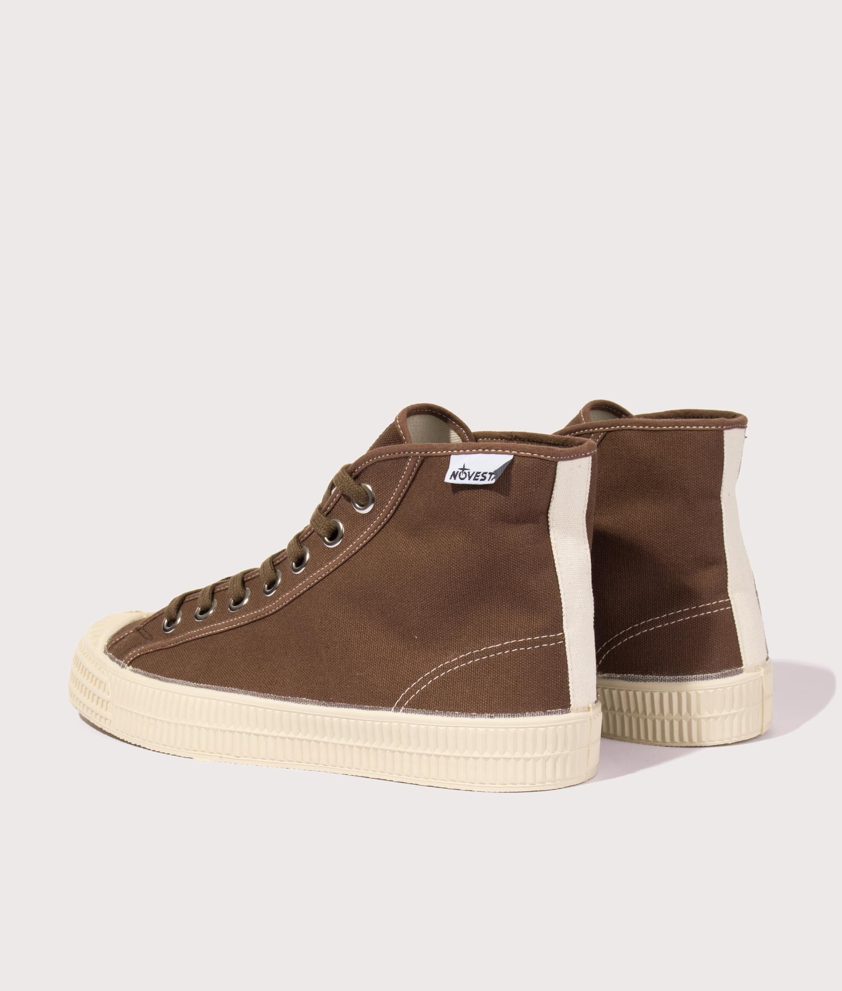 Novesta Contrast Stitch Star Dribble Hi-Top in Brown, EQVVS