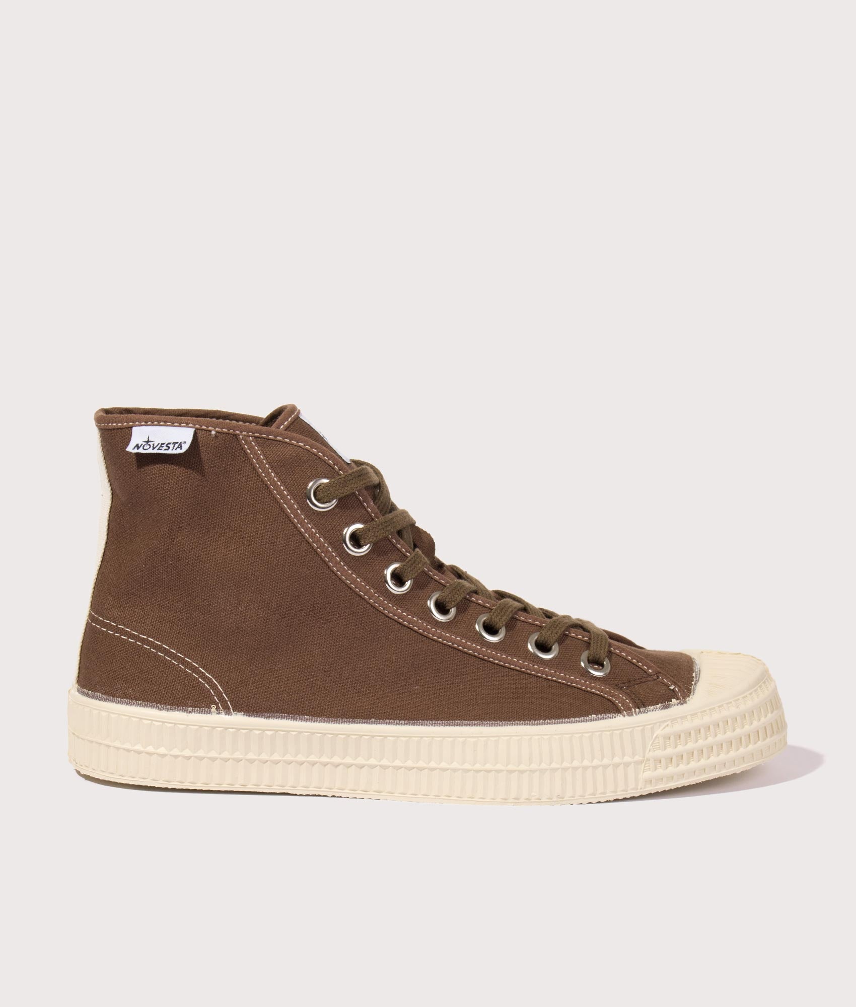 Novesta Contrast Stitch Star Dribble Hi-Top in Brown, EQVVS
