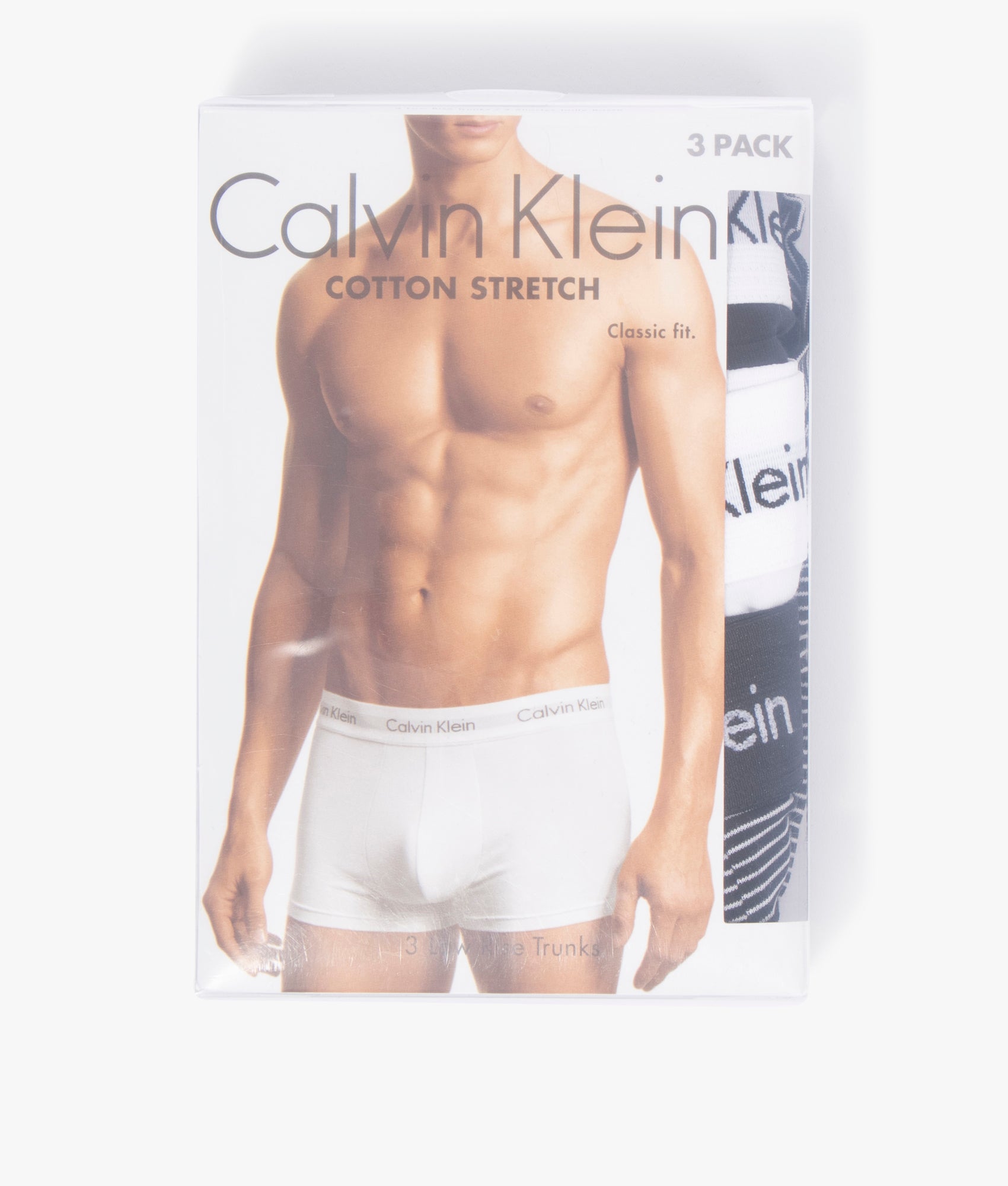 Three-Pack-of-Low-Rise-Cotton-Stretch-Trunks-White/B&W-Stripe/Black-Calvin-Klein-EQVVS