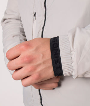 KRAKATAU NM39 PENROSE Insulated Jacket in light Grey at EQVVS. Model, detail.