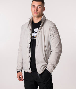 KRAKATAU NM39 PENROSE Insulated Jacket in light Grey at EQVVS. Model, front. 