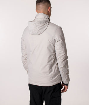 KRAKATAU NM39 PENROSE Insulated Jacket in light Grey at EQVVS. Model, back.