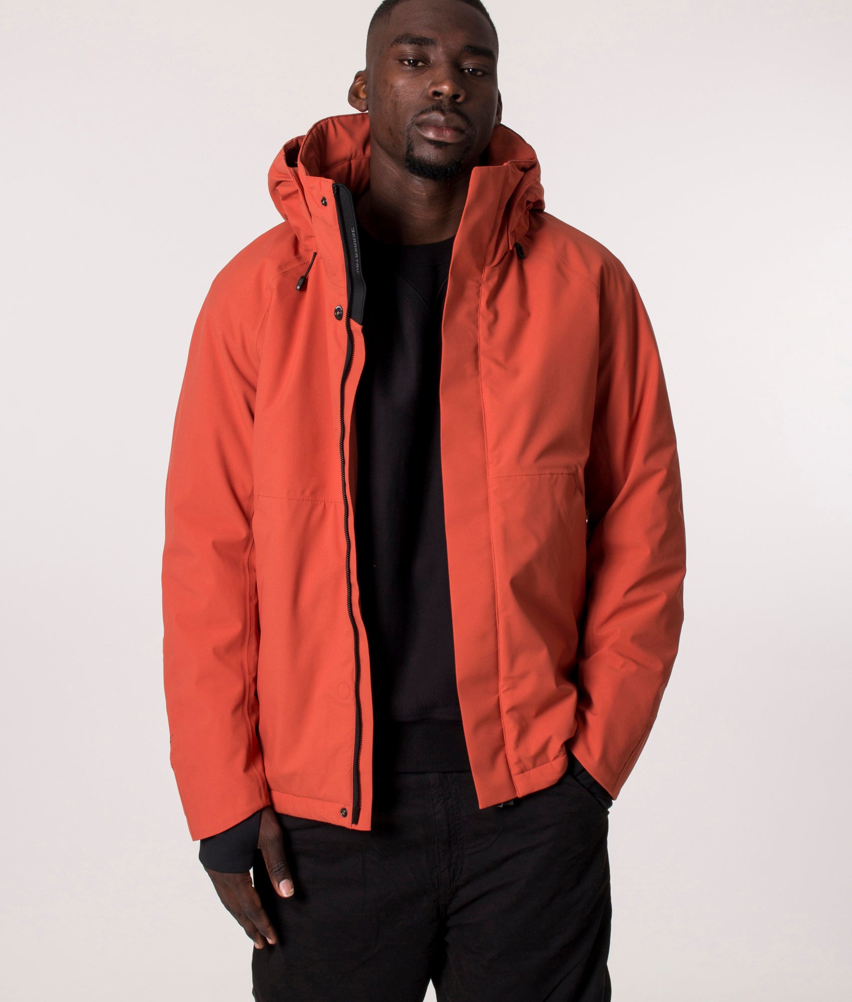 KRAKATAU QM376 WERYK Short Jacket in Orange, EQVVS. Model, front. 