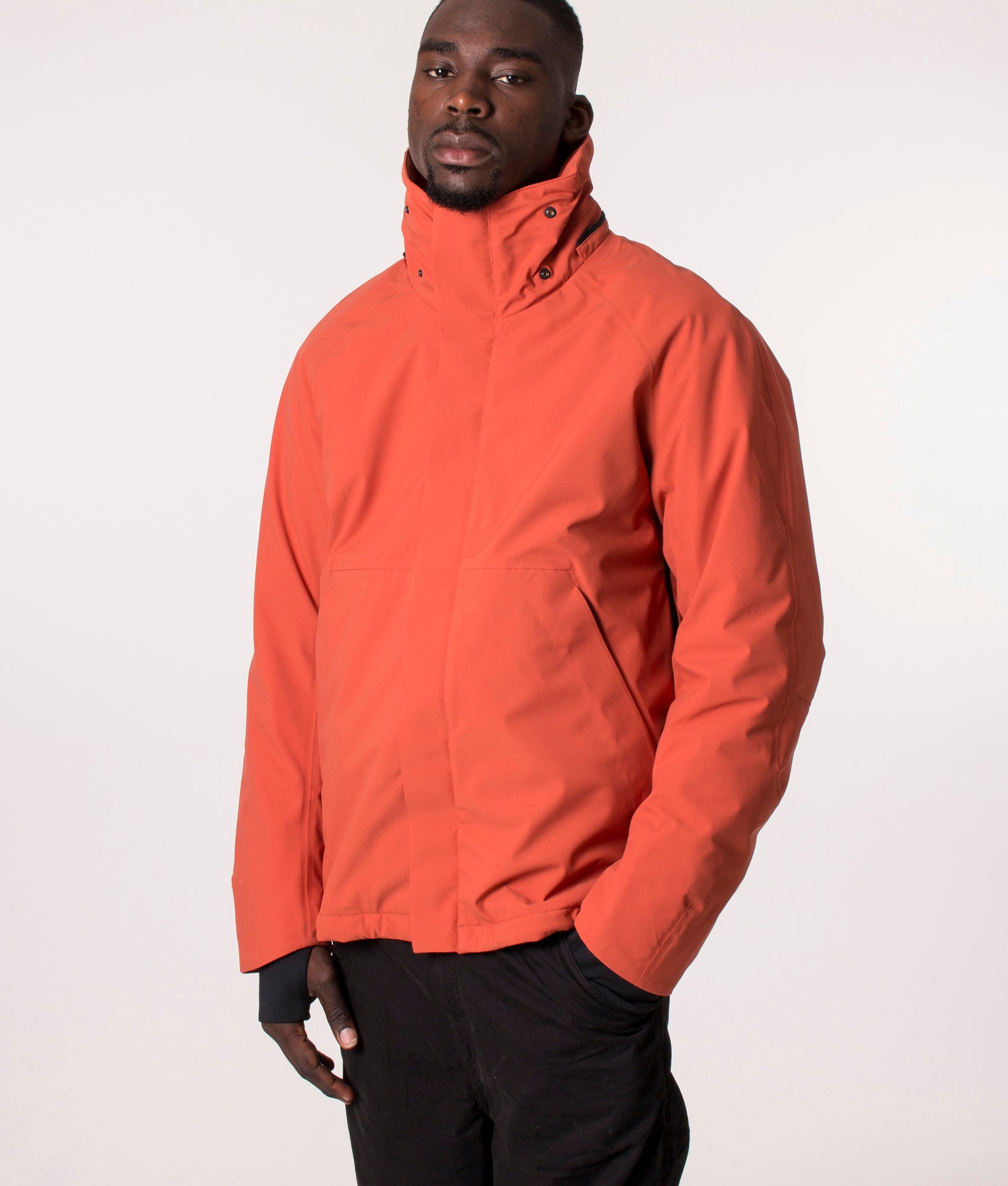 KRAKATAU QM376 WERYK Short Jacket in Orange, EQVVS. Model, front.