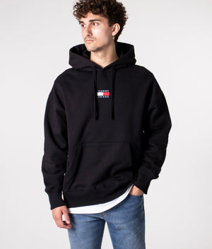 Relaxed Fit Badge Fleece Hoodie Black Tommy Jeans EQVVS
