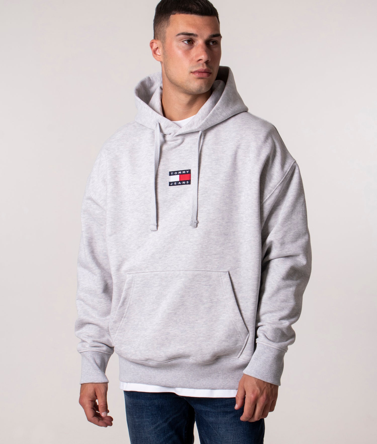 Relaxed Fit Badge Fleece Hoodie | Silver Grey EQVVS Tommy | Jeans