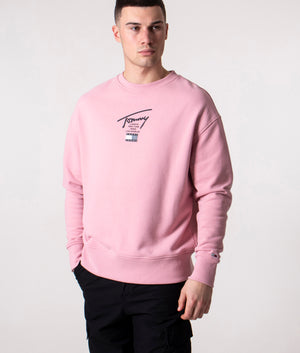 | Essential Pink Modern Jeans EQVVS Logo Tommy Sweatshirt | Relaxed