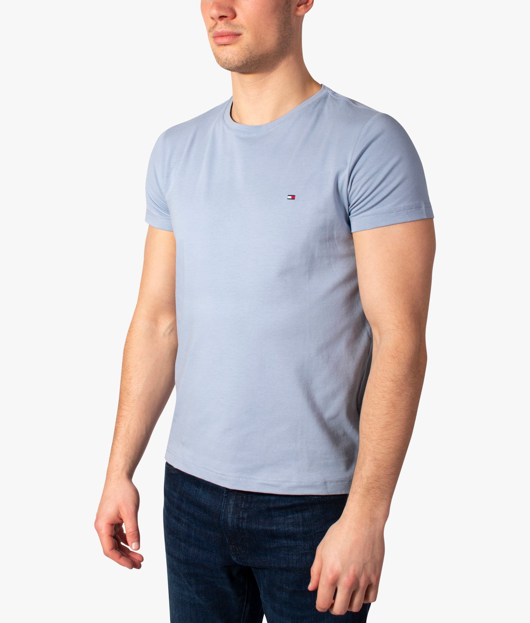 Stretch-Slim-Fit-T-Shirt-Daybreak-Blue-Tommy-hilfiger-EQVVS