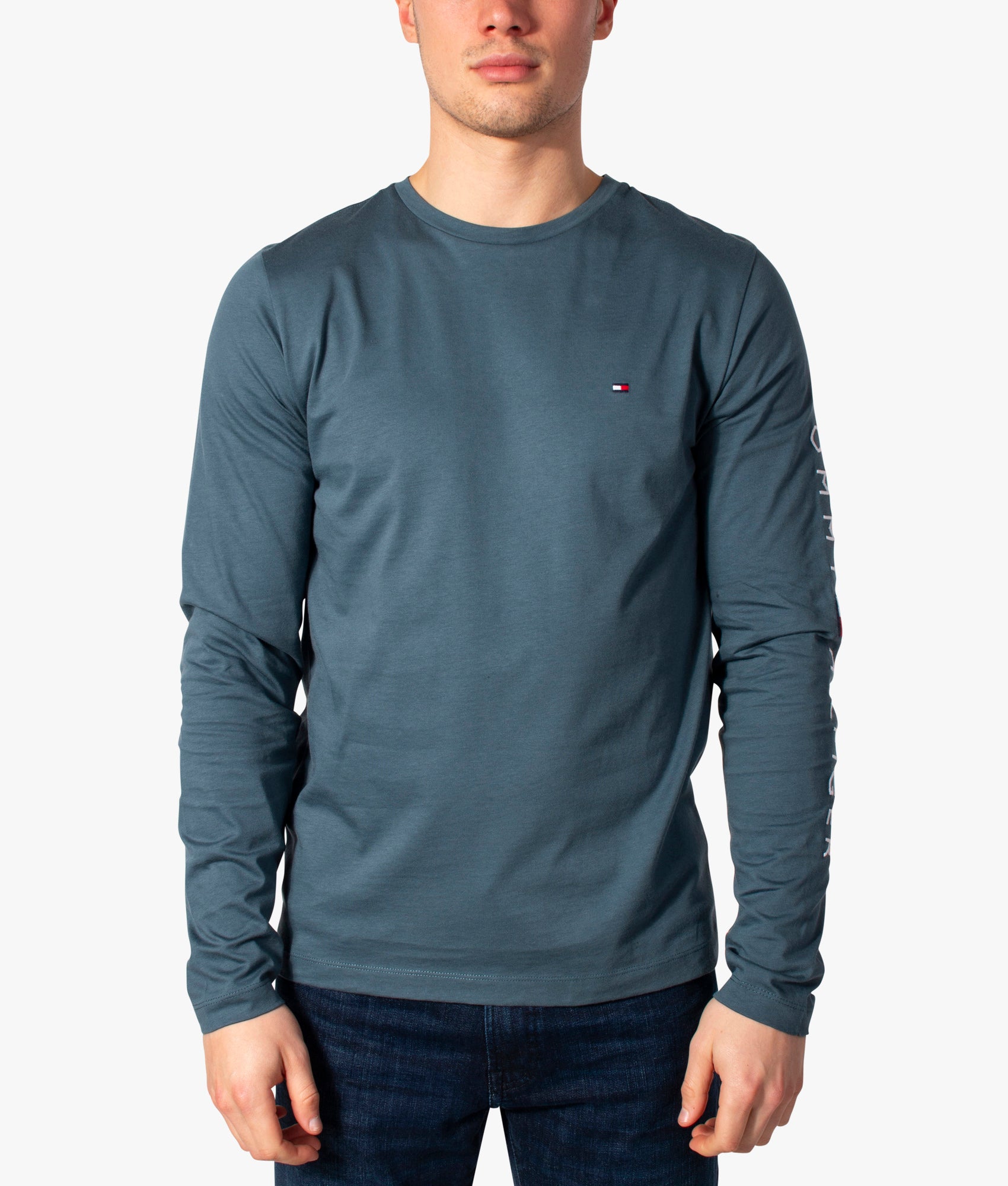 Long-Sleeve-Logo-Detail-T-Shirt-Charcoal-Blue-Tommy-Hilfiger-EQVVS