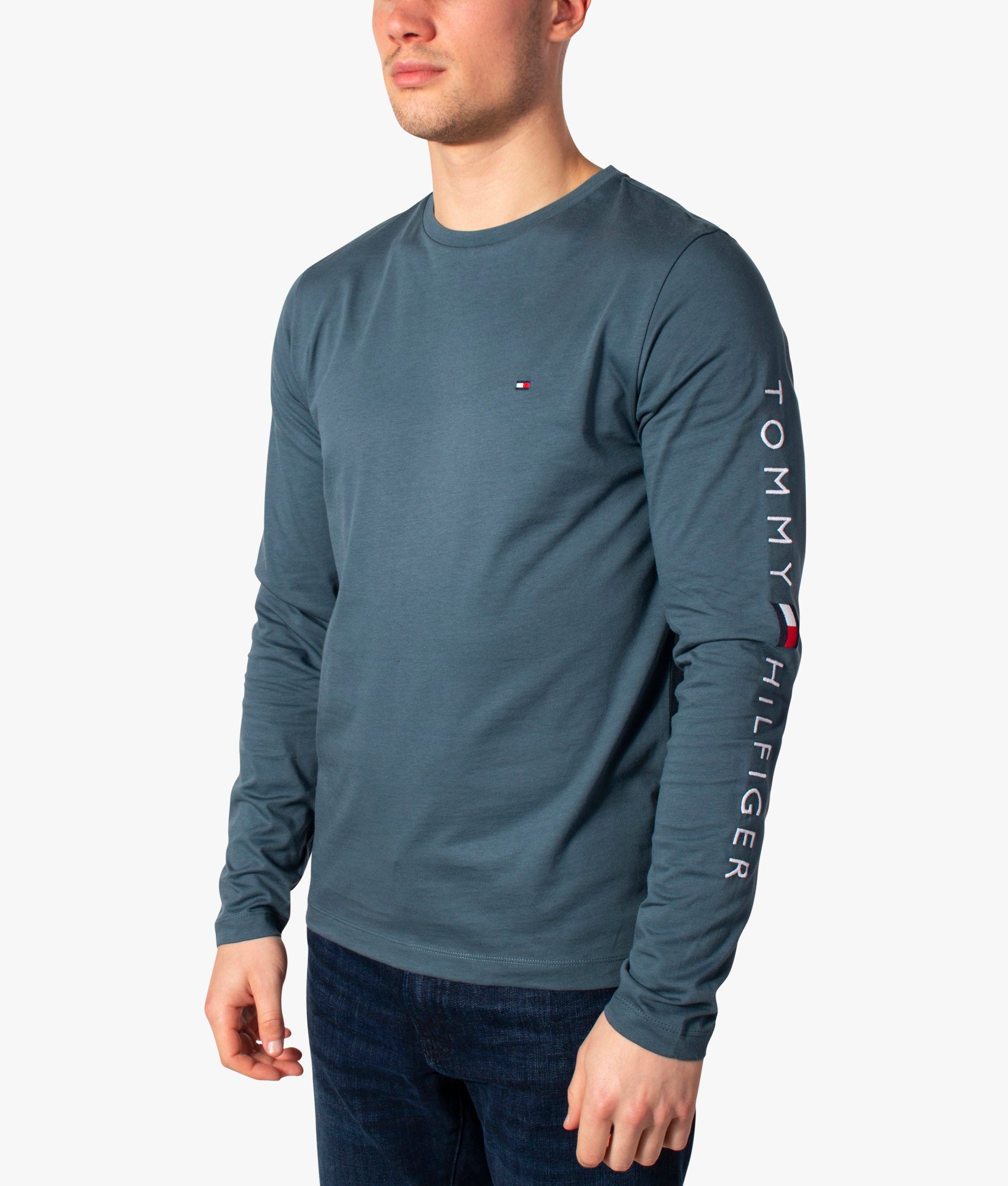 Long-Sleeve-Logo-Detail-T-Shirt-Charcoal-Blue-Tommy-Hilfiger-EQVVS