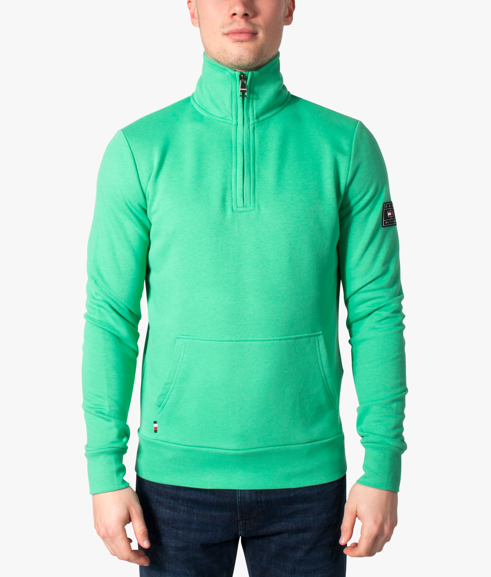 Half-Zip-Through-Sweatshirt-Aloha-Green-Tommy-Hilfiger-EQVVS