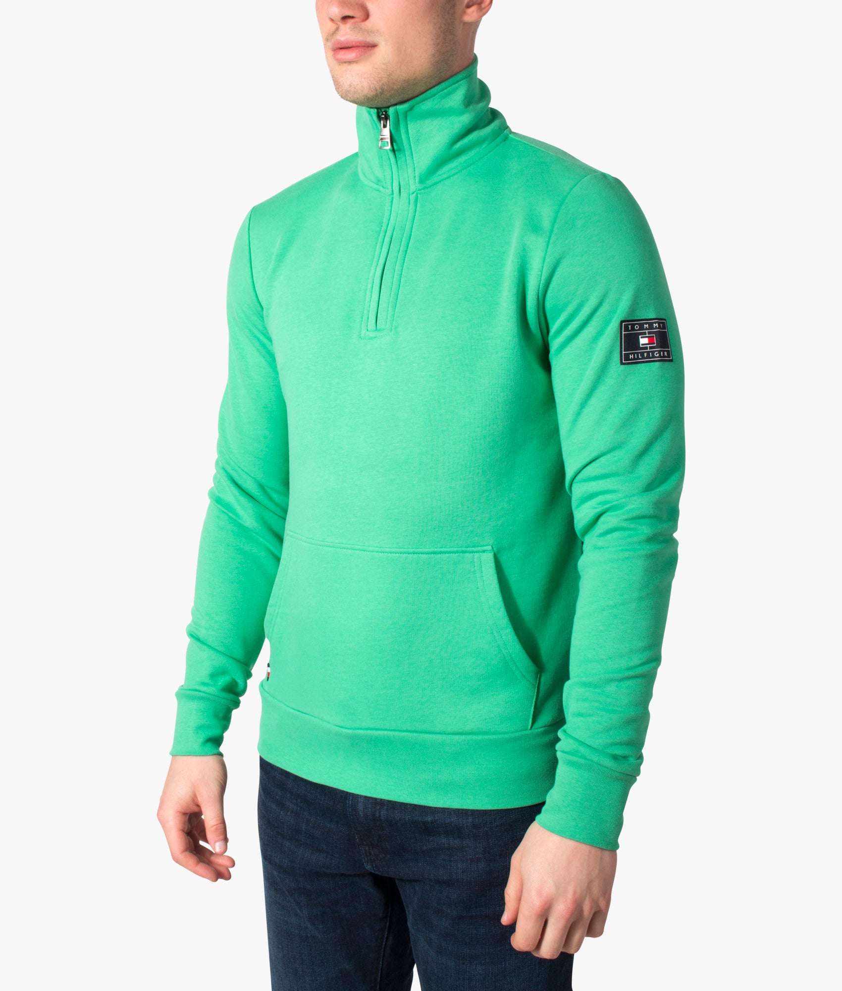 Half-Zip-Through-Sweatshirt-Aloha-Green-Tommy-Hilfiger-EQVVS
