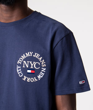 Timeless Circle T-Shirt in Navy by Tommy Jeans at EQVVS. Detail Shot. 